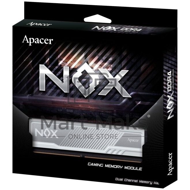 Оперативная память Apacer Nox, DDR4, 8GB (1x8 GB), 3200 MHz, CL16, DIMM, радиатор, белый