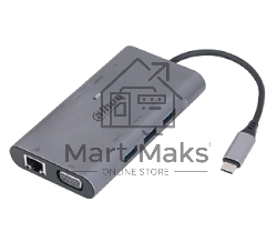 Док станция DAHUA 9 in 1 USB 3.1 Type-C to USB 3.0 + HDMI + RJ45 + VGA + SD/TF +PD Docking Station