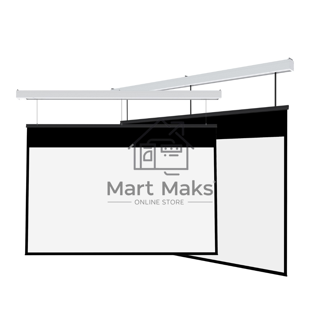 Экран для проектора S'OK Athena SGPSMS-442x249UHD-BK на тросах с электроприводом, ПВХ+, черный