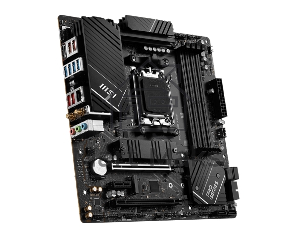 Материнская плата MSI PRO B650M-A WIFI, AM5, AMD B650, 4xDDR5, 4xSATA, 2xM.2, 1xPCI-E 4.0 x16, 1xPCI-E 4.0 x4, 1xDP, 1xHDMI, 1x2.5Gb LAN, 4xUSB 3.2 Gen 1, 4xUSB 3.2 Gen 2, 3x3.5 мм, 7.1, 802.11ax, 5.3, Micro-ATX