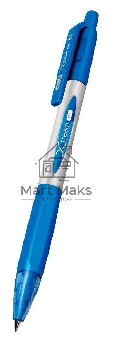 Ручка шариковая автоматическая Deli X-tream EQ11-BL синий мет./синий, d=0.7мм, синие чернила, резиновая манжета