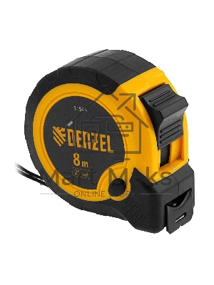 Рулетка 8м х 25мм, двухкомп. корпус, кнопка-пауза Denzel