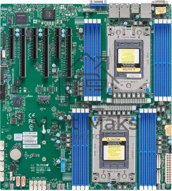 Серверная материнская плата SuperMicro H12DSI-N6-B_spec, сокет SP3, 16xDDR4, 6xPCIe 4.0 x16, 10xSATA, M.2, 2xGigabit Ethernet, 2xUSB 2.0, 2xUSB 3.0, VGA, 24-pin, eATX