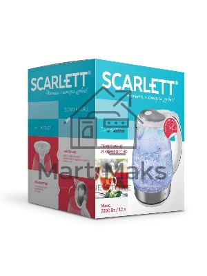 Чайник электрический Scarlett SC-EK27G104 1.7л. 2200Вт белый корпус: стекло/пластик
