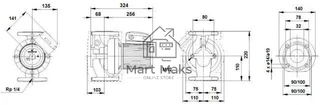 Насос циркуляционный GRUNDFOS UPS 32-120 F 320-380Вт высота 11м 10бар (96401837)
