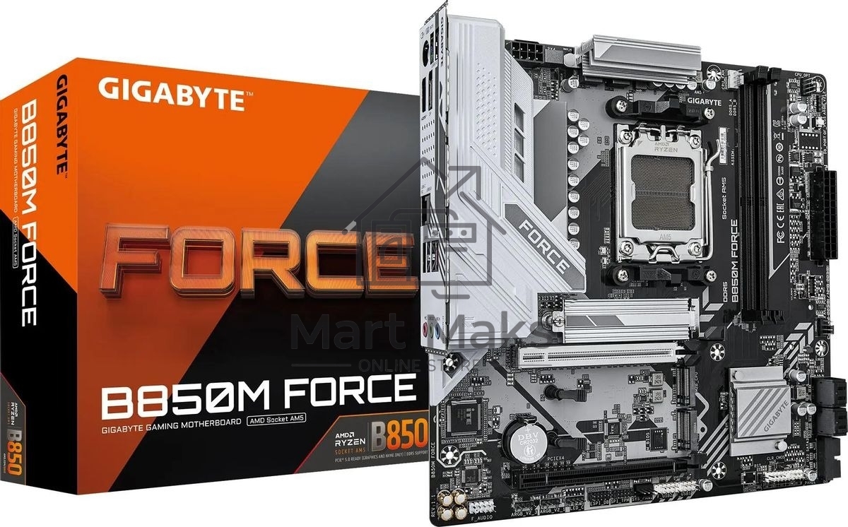 Материнская плата Gigabyte B850M FORCE, AM5, AMD B850, 2xDDR5, 4xSATA, 3xM.2, 1xPCIe 5.0 x16, 1xPCIe 4.0 x4, 1xHDMI, 1xDP, 1x2.5Gb LAN, 1xUSB-C 5Gbps, 1xUSB-A 10Gbps, 2xUSB-A 5Gbps, 2xUSB-A 2.0, 3x3.5 мм, 7.1, mATX