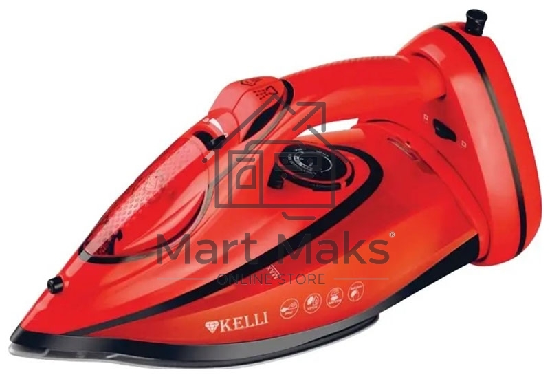 Утюг Kelli KL-1650К красный, 2600 Вт, 25 г/мин, 100 г/мин, 320 мл