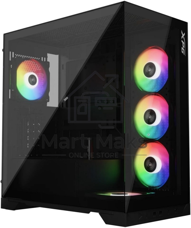 Компьютерный корпус XPG INVADER X BLACK (INVADERXMT-BKCWW) Mid-Tower Gaming ATX PC Case with Panoramic View, Tempered Glass Panels, and RGB Lighting Black