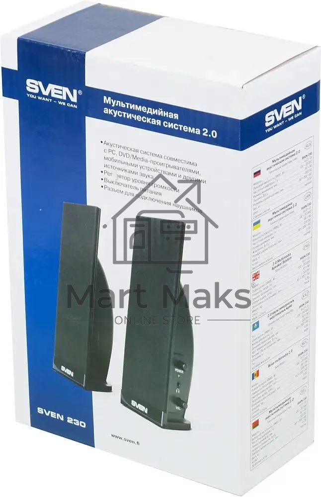 Колонки Sven 230 2.0 черный 4Вт
