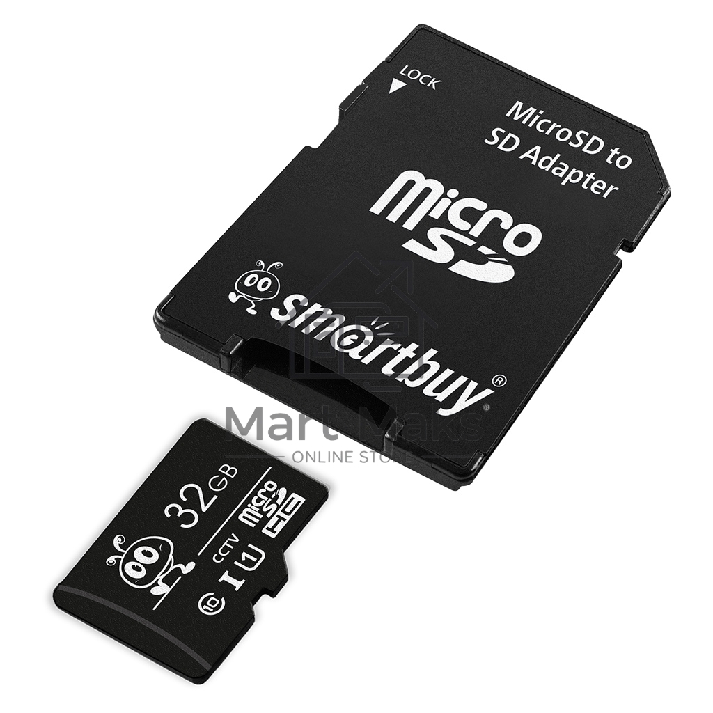 Флеш карта Smartbuy (SB32GbSDCCTV) micro SDHC 032Gb cl10 U1 V10 + адаптер