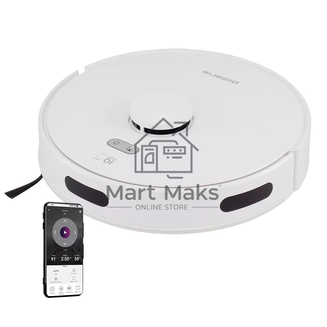 Робот-пылесос Polaris PVCR 6001 WIFI IQ Home белый, 3200 мAч Li-Ion, уборка суxая/влажная, пылесборник контейнер 0.4 л