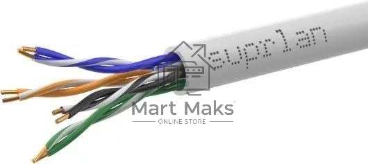 Кабель информационный Suprlan Premium 01-0307-1, кат.5E U/UTP 4 пары 24AWG LSZH, универсальный, 305м, серый