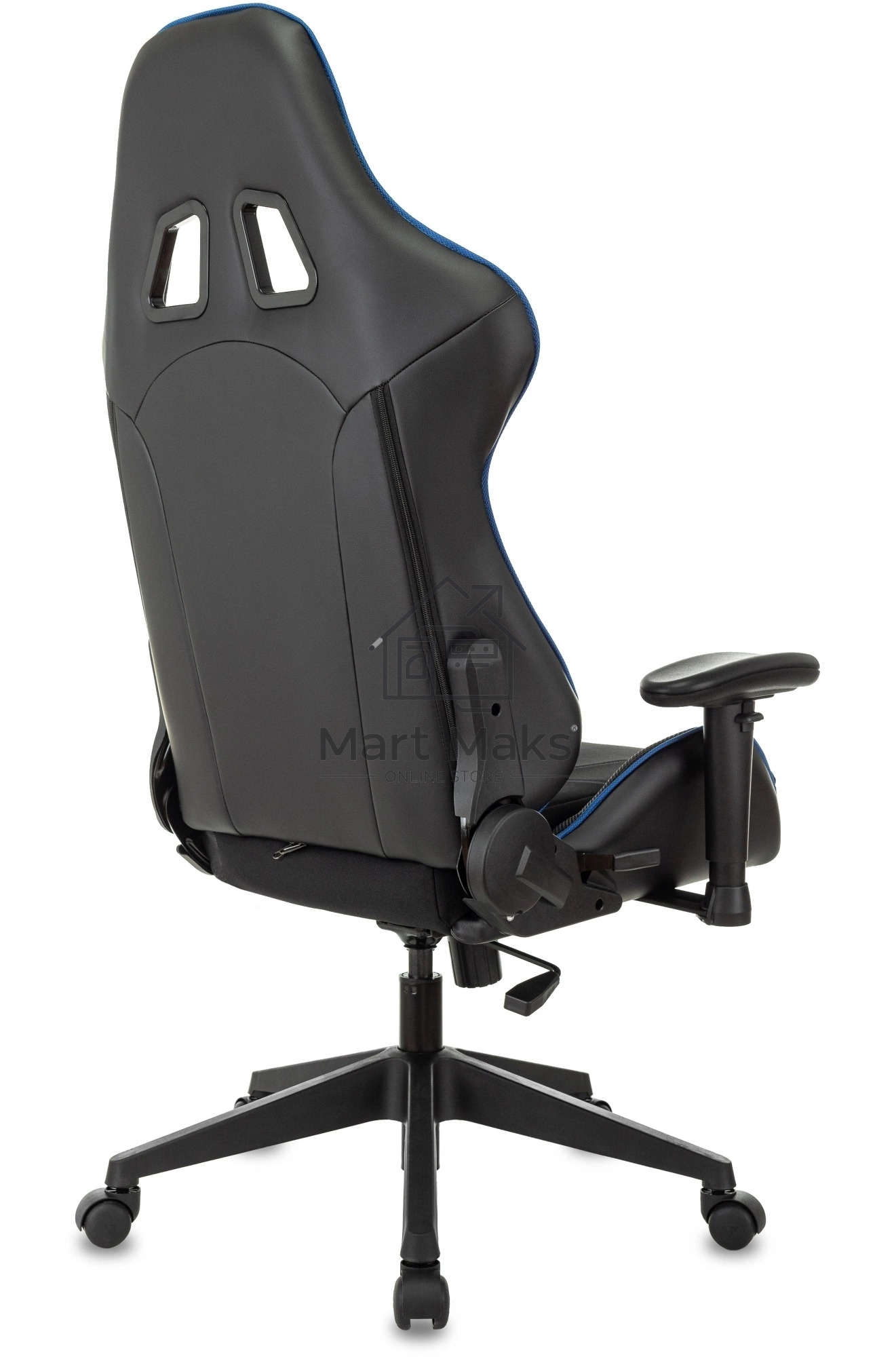 Кресло игровое Бюрократ VIKING 4 AERO BLUE черный/синий, искусст.кожа/ткань, две подушки