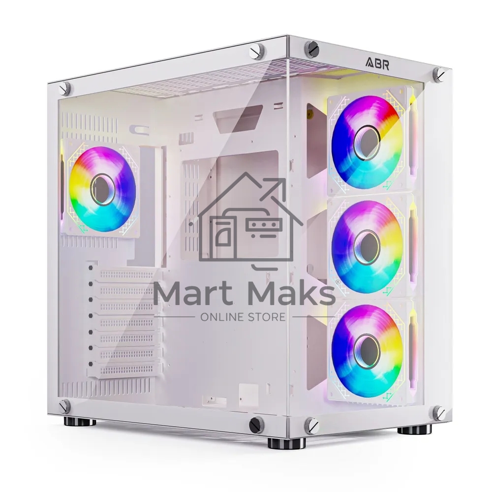 Компьютерный корпус ABR Sea View White (1*USB Type-C, 2*USB 2.0, HD Audio, 4xRGB Fan, ATX, Micro-ATX)