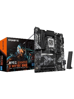 Материнская плата Gigabyte B760 GAMING X WIFI6E GEN5, LGA1700, Intel B760, 4xDDR5, 4xSATA, 3xM.2, 1xPCIe 5.0 x16, 2xPCIe 3.0 x1, 1xHDMI, 1xDP, 1x2.5Gb LAN, Wi-Fi 6E, Bluetooth 5.3, 1xUSB-C 5Gbps, 1xUSB-A 10Gbps, 1xUSB-A 5Gbps, 5xUSB-A 2.0, 6x3.5 мм, 7.1, 