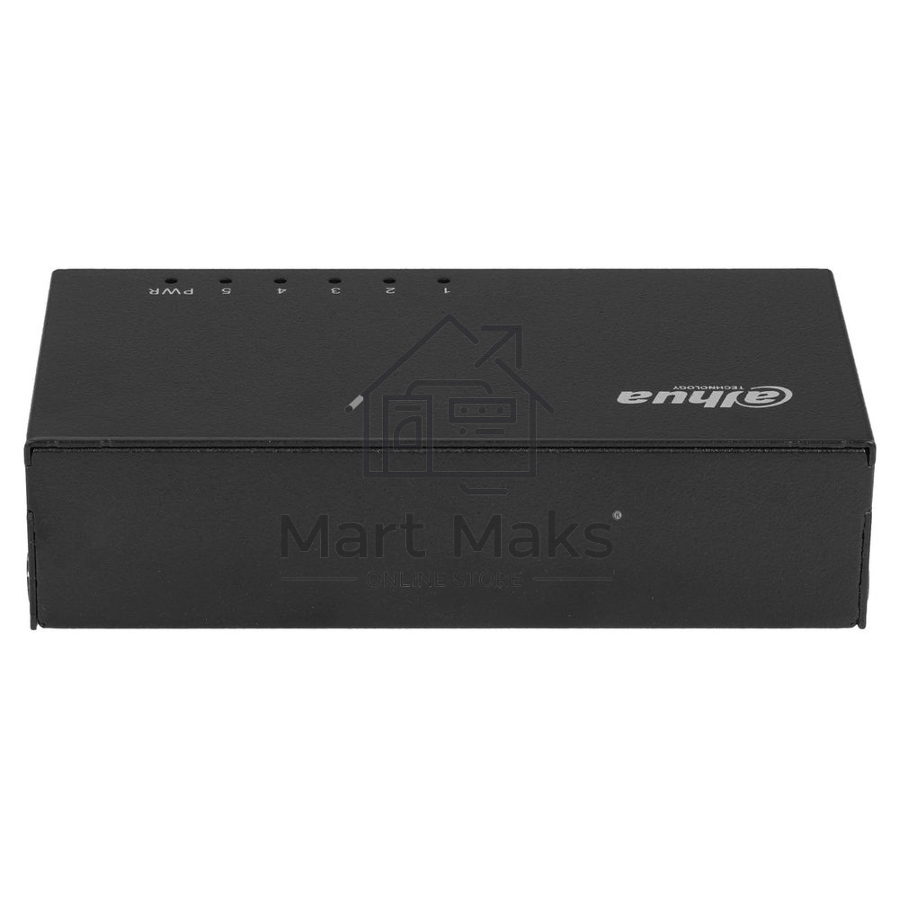 Коммутатор 5-в-1 Dahua DH-PFS3005-5ET/5 портовдо 100 Мбит.с/коммутация до 1 Gbит.с/неуправляемый/Plug & Play/черный (DH-PFS3005-5ET)