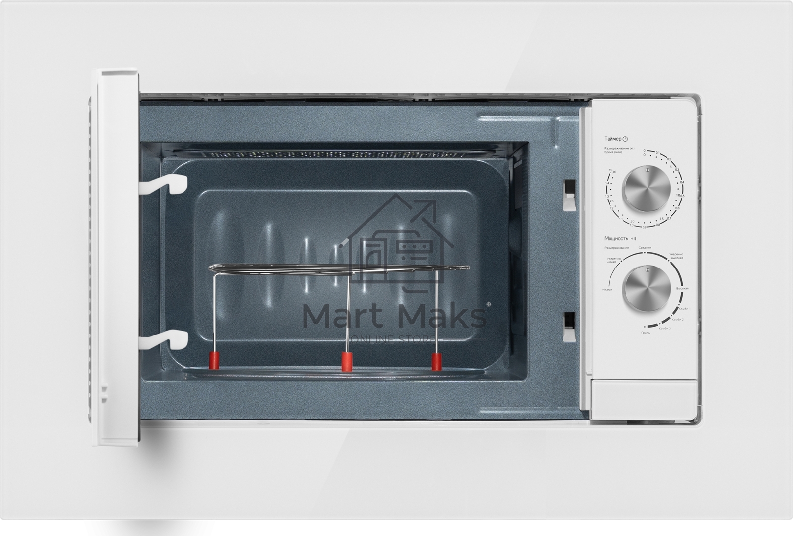 Микроволновая печь встраиваемая Weissgauff HMT-2012GRILL белый, 20 л, 700 Вт, переключатели - поворотный механизм