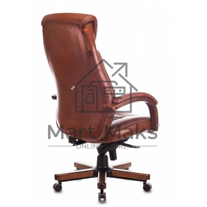 Кресло руководителя Бюрократ T-9924WALNUT светло-коричневый Leather Eichel, кожа, с подголов. крестовина металл/дерево