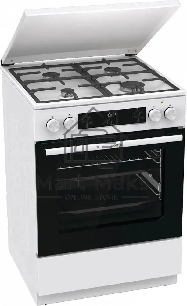 Плита комбинированная Gorenje GKS6C71WF белый, конфорок 4 газовых, духовка 71 л, 60 см x 85 см x 60 см