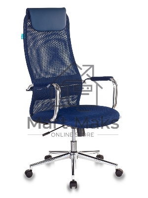 Кресло руководителя Бюрократ KB-9N/DB/TW-10N синий TW-01 TW-11 сетка крестовина хром