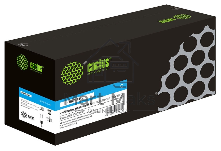 Картридж лазерный Cactus CS-MPC305EC (842082) голубой (4000 стр.) для Ricoh Aficio MPC305SP/C305SPF