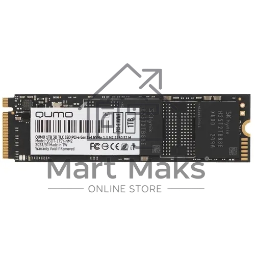 Накопитель SSD QUMO Novation, 1Tb, PCIe 3.0 x4, M.2 2280, NVMe, R/W 2100/1700