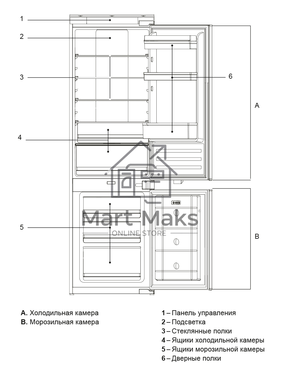 Встраиваемый холодильник LEX LBI177.2D белый двухкамерный 177/64 л морозилка снизу