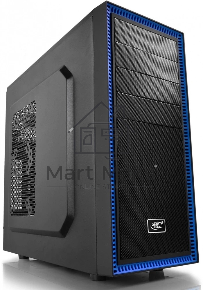 Компьютерный корпус Deepcool TESSERACT BF (DP-CCATX-TSRBFBK), без БП, черно-синий, ATX, видеокарта до 310мм, высота кулера для процессора до 165мм, 7 слотов расширения, 2 отсека 5.25