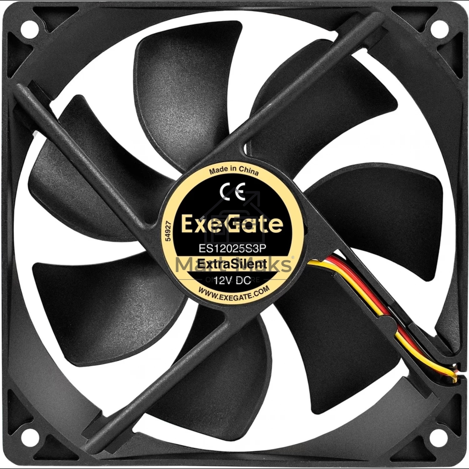 Вентилятор для корпуса ExeGate ExtraSilent ES12025S3P черный, 120 мм, 1300 об/мин, 22 дБ, 3 pin