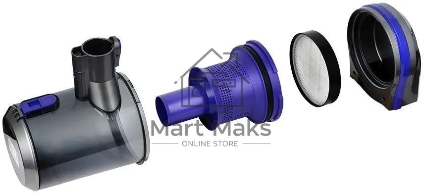 Пылесос вертикальный Kitfort КТ-5103 синий/серый, питание от аккумулятора, 60 Вт, уборка сухая, пылесборник 0.45 л, работа от АКБ max 30 мин.