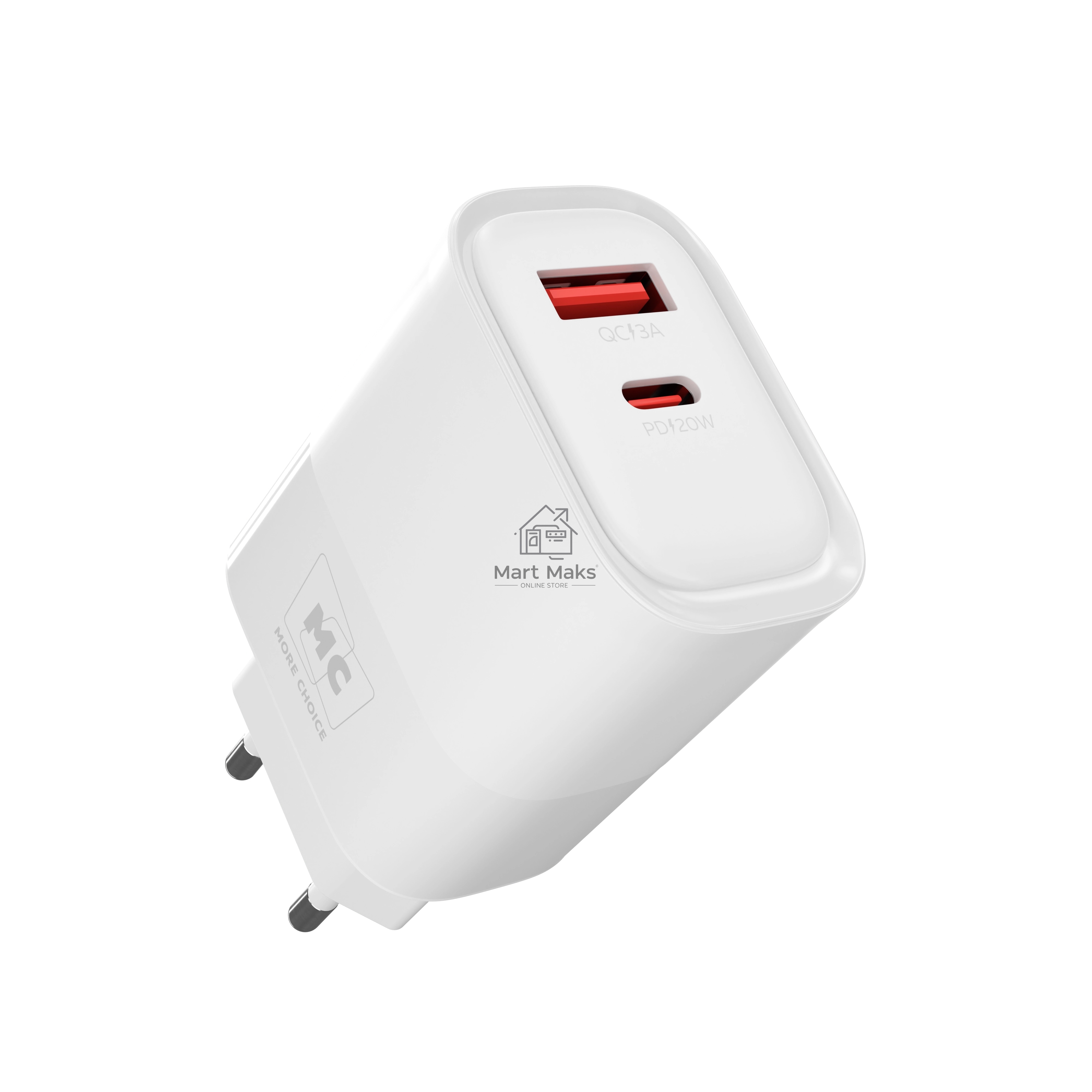 Зарядное устройство MORE CHOICE (4620202555533) NC81 СЗУ 1USB+1Type-C 3.0A PD 20W+ QC3.0, белый