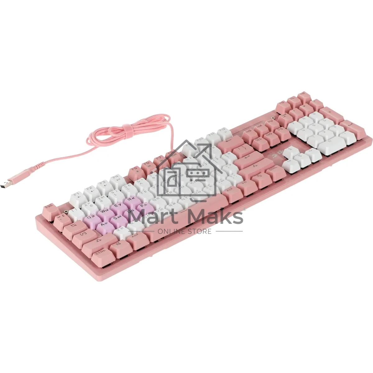 Клавиатура проводная A4Tech Bloody B800 Dual Color USB розовый/белый