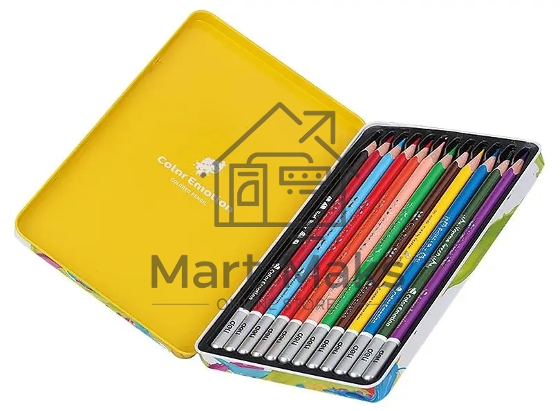 Карандаши цветные Deli Color Emotion EC00205 EC00205, липа, 12 цветов, коробка металлическая