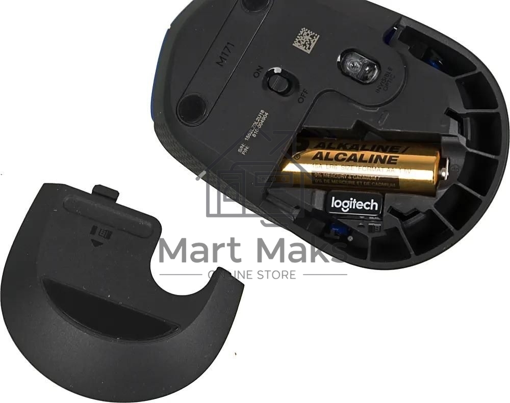 Мышь беспроводная Logitech M171 синий, 1000 dpi, радиоканал, USB, кнопки - 3