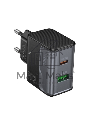 Зарядное устройство Hoco 30Вт, 3А, QC3.0/PD, 1xUSB, 1xType-C, CS73A, черный, коробка