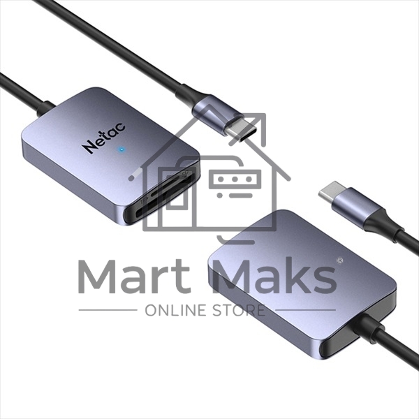 Кард-ридер Netac Flash WK12/серый/SD/SDHC/SDXC/microSD/microSDHC/microSDXC/USB 3.0 Type-C/пластик