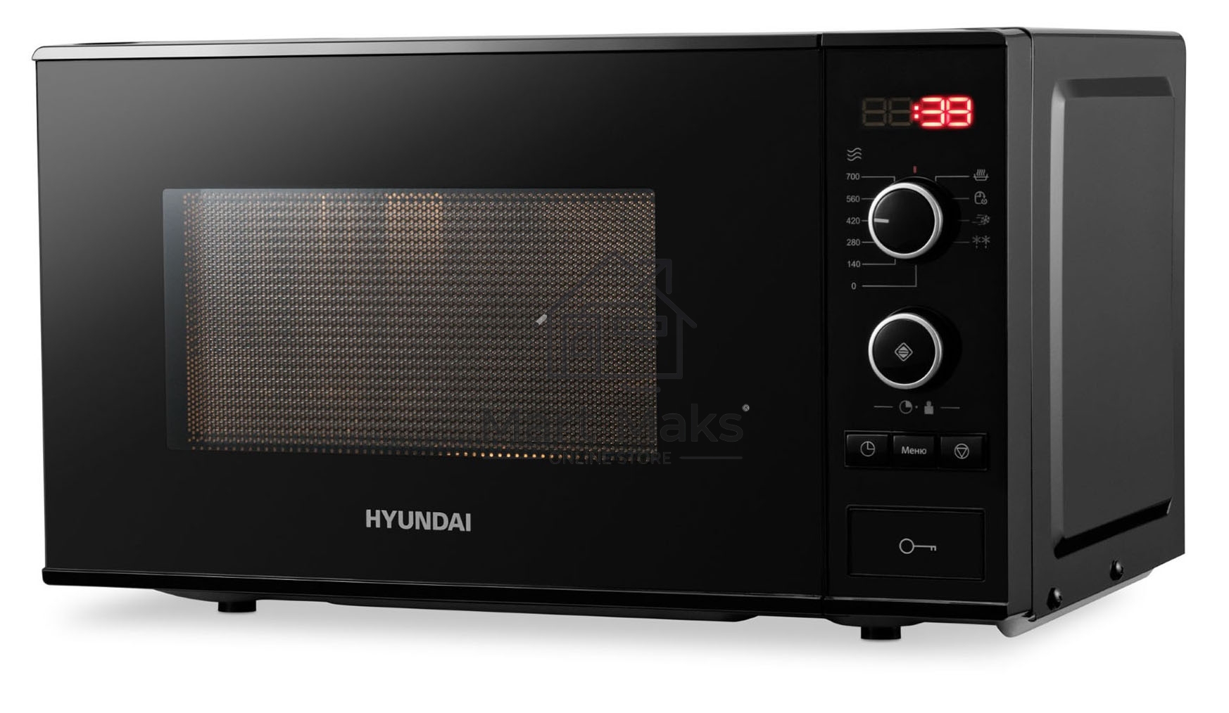 Микроволновая печь Hyundai HYM-D3032 черный, 20 л, 700 Вт, переключатели - кнопки/поворотный механизм