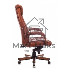 Кресло руководителя Бюрократ T-9924WALNUT светло-коричневый Leather Eichel, кожа, с подголов. крестовина металл/дерево