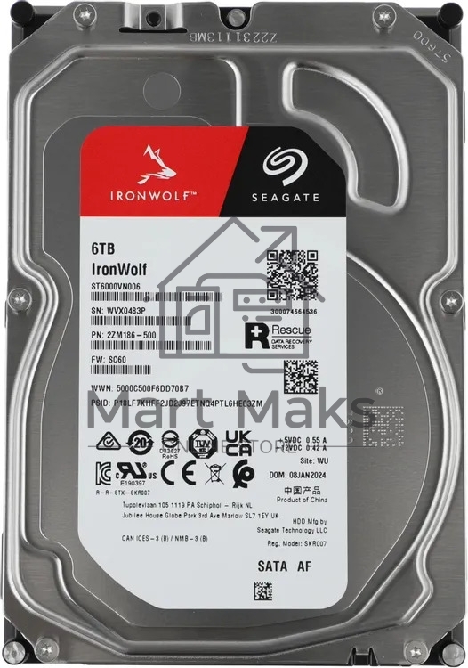 Жесткий диск HDD Seagate IronWolf 6Tb 5400rpm SATA 256Mb 3.5