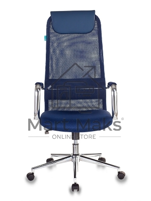 Кресло руководителя Бюрократ KB-9N/DB/TW-10N синий TW-01 TW-11 сетка крестовина хром