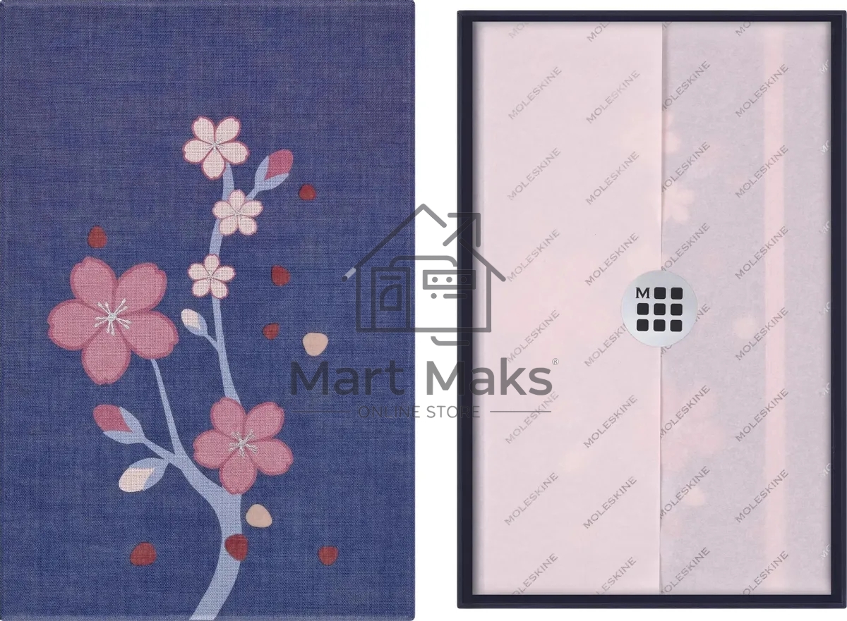 Блокнот Moleskine LIMITED EDITION SAKURA LESU08QP062BOX 130х210мм, обложка текстиль, 176 страниц, нелинованный, подарочная коробка, синий, 2025