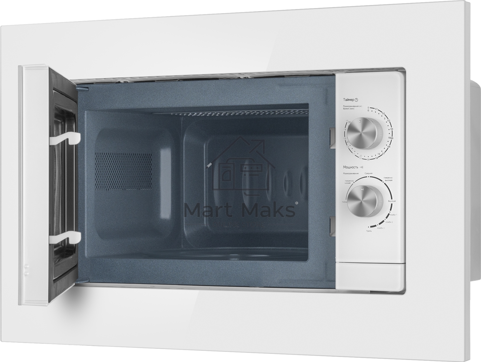 Микроволновая печь встраиваемая Weissgauff HMT-2012GRILL белый, 20 л, 700 Вт, переключатели - поворотный механизм