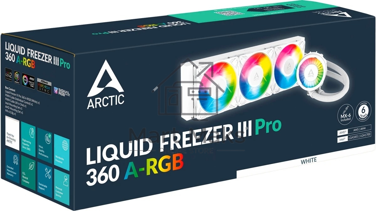 Система жидкостного охлаждения Arctic Cooling Liquid Freezer III Pro 360 ARGB Whte ACFRE00188A белый 120мм алюминий+медь 2500rpm 31db 4-pin