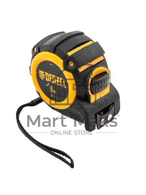 Рулетка Denzel 8м х 32мм, автоматич. фиксац., нейлон. покрытие, магнит. зацеп, двухстор. разметка
