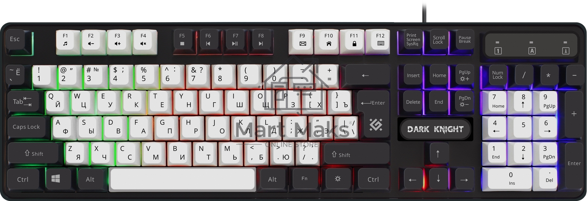 Клавиатура Defender Dark Knight R GK-077 проводная, USB, черный/белый
