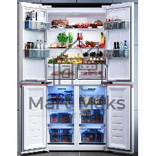 Холодильник LEX LCD450WOrID белый трехкамерный 288/129л морозилка снизу, No Frost, Side-by-Side