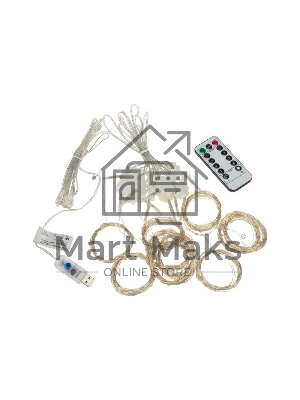 Гирлянда Neon-night светодиодный занавес из росы 3х3м 300 LED IP20 USB + пульт управления с крючками для крепления мультиколор