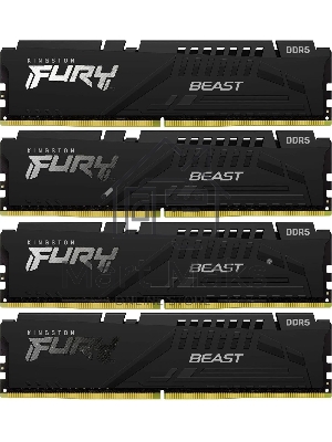 Оперативная память Kingston Fury Beast, DDR5, 128Gb (4x32Gb), 5200MHz, CL40, DIMM, радиатор, черный