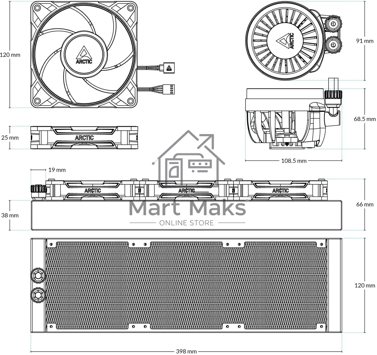 Система жидкостного охлаждения Arctic Cooling Liquid Freezer III Pro 360 ARGB Whte ACFRE00188A белый 120мм алюминий+медь 2500rpm 31db 4-pin