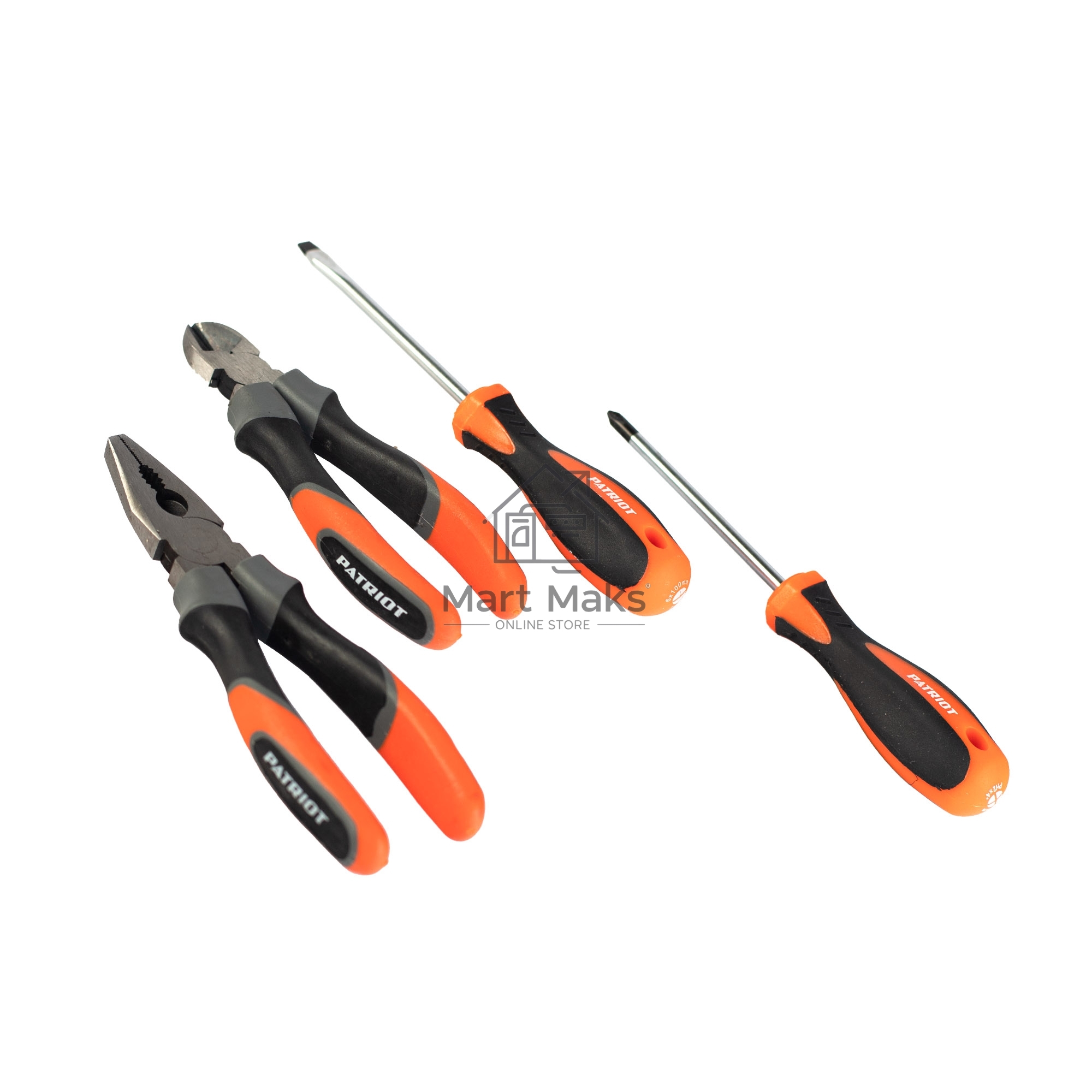 Набор инструментов Patriot 4 в 1 SPS-4: отвертки SL6*100, PH2*100, пассатижи 180мм, кусачки 160мм